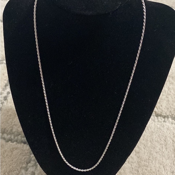 Real 925 Sterling Silver Diamond Cut Rope Chain Made in Italy 1.7mm 24 inch - Picture 1 of 2